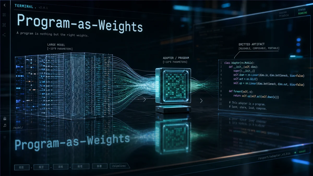 Program-as-Weights 커버 — 다크 글래스 터미널 스타일